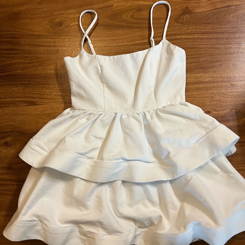 Revolve White Tiered  Mini Ruffle Dress